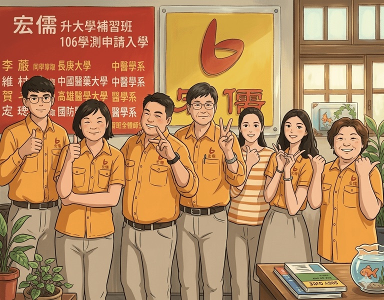 宏儒升大學行政導師團隊合影——高雄補習班行政管理專業團隊